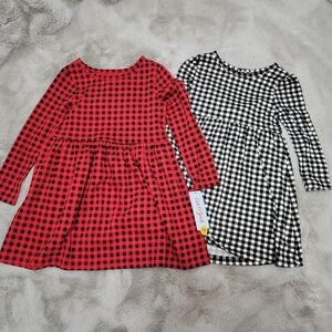 Nwt Toddler Girl Red And Black Plaid Dress Bundle